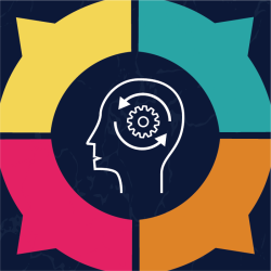 Icon of a brain thinking about change, represented by multiple colors