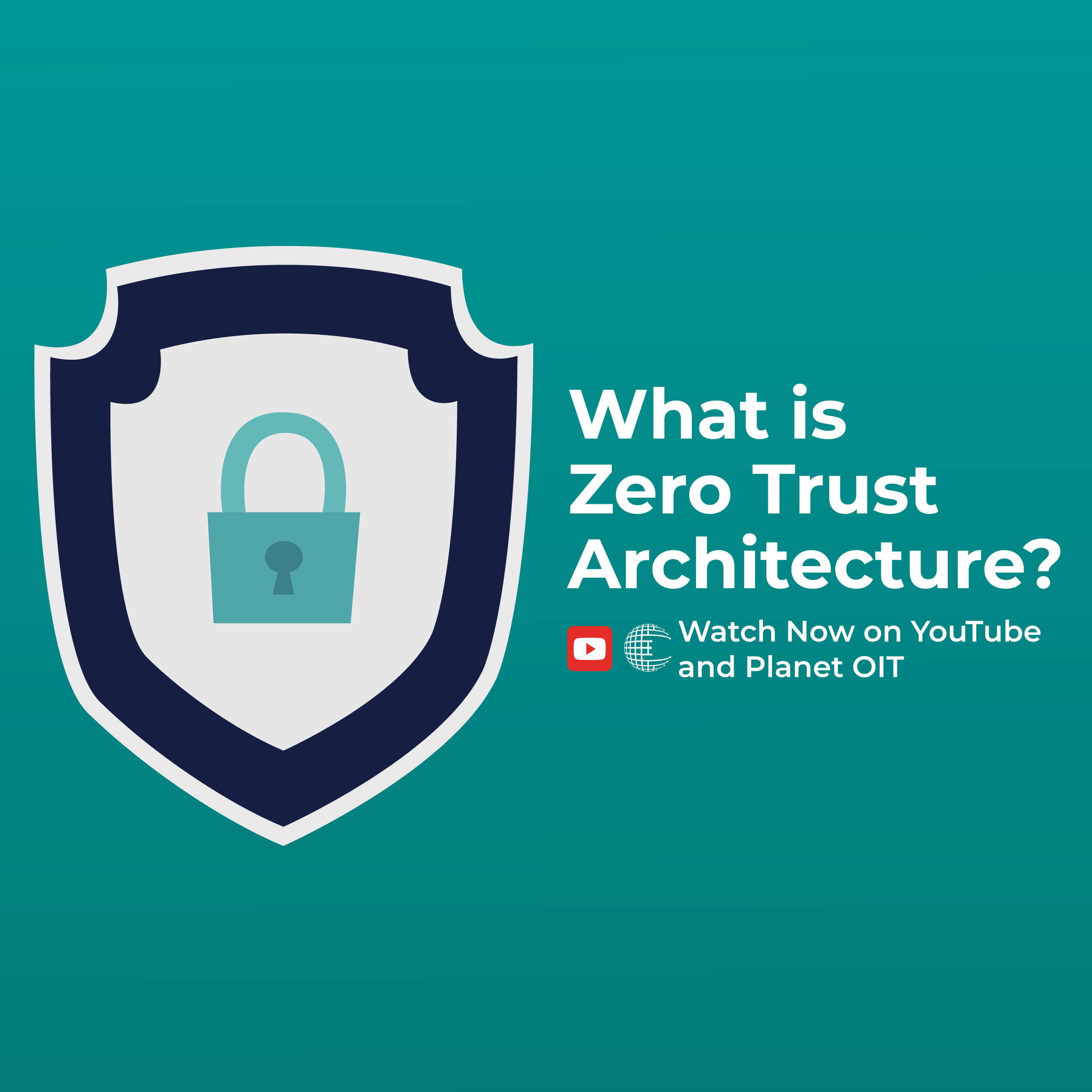 Shield with lock and text "What is Zero Trust Architecture?"