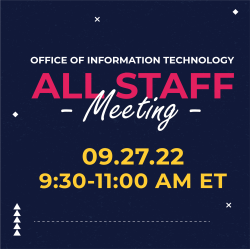 Title card for OIT All Staff Meeting on September 27.