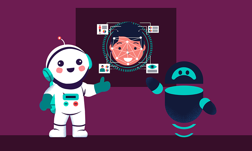 AI Human-Centered Design Matric Astronaut and Robot using AI face recognition