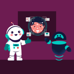 AI Human-Centered Design Matric Astronaut and Robot using AI face recognition