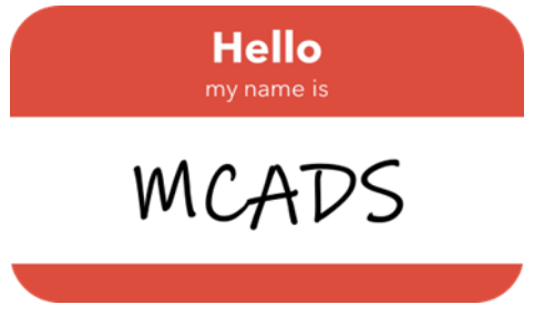 Hello my name is MCADS sticker